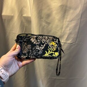 Vera Bradley Black and Yellow Floral Wristlet